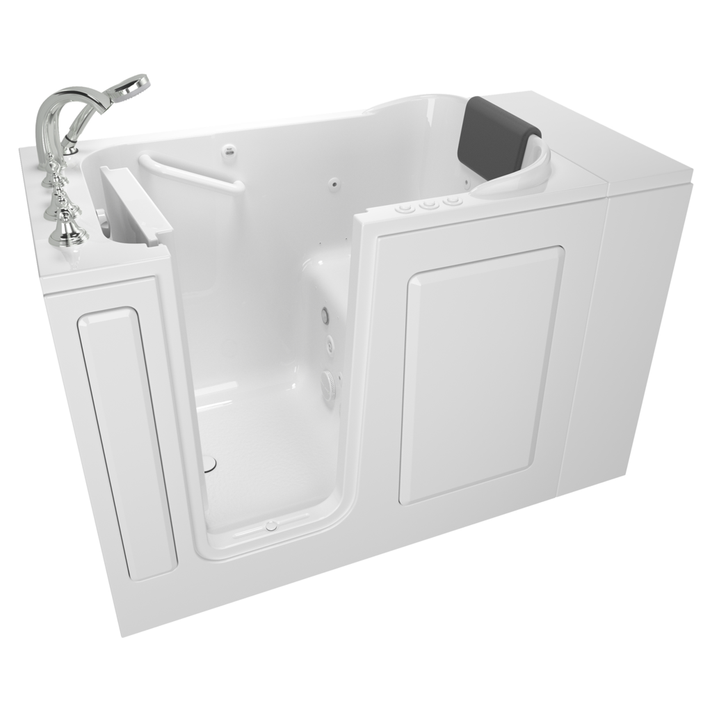 Baignoire à porte de 28 x 48 pouces avec systèmes combinés de spa à air et de à remous, série gelcoat de performance - Vidange à gauche avec robinet
